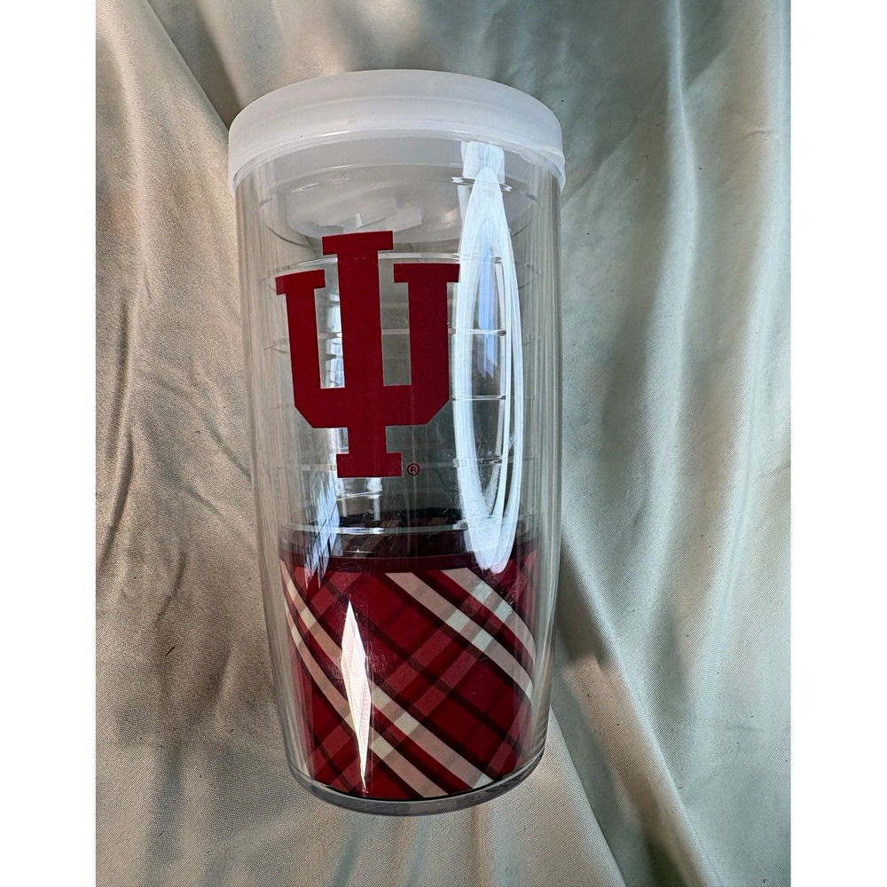 Tervis 16 oz Indiana University IU Logo Clear Plastic Tumbler w/ Lid, DW Safe